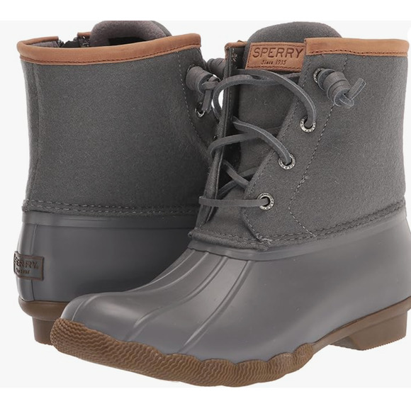 Sperry Saltwater Duck Boot 7 NWOT Gray Wool Rain Ankle Comfort Womens - Picture 2 of 8